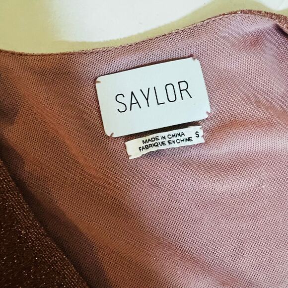 Saylor Deb Glittery Short Sleeve Side Tie Dress Size S Small - Picture 5 of 8